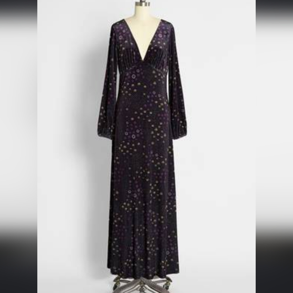 FALL Fashion Modcoth Velveteen Long Maxi Dress NWT Deep blue purple